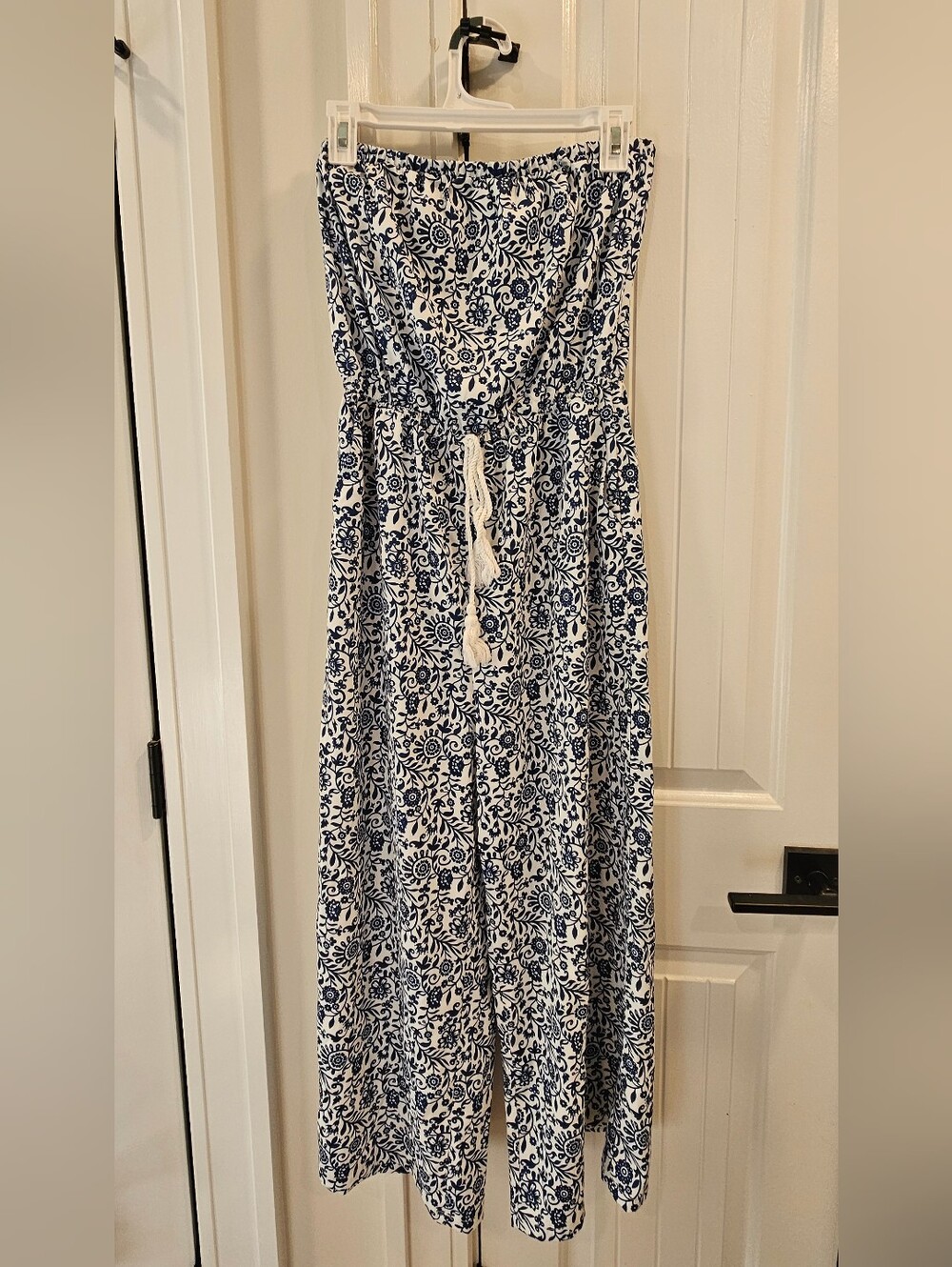 Blue Floral Tube Top Romper
